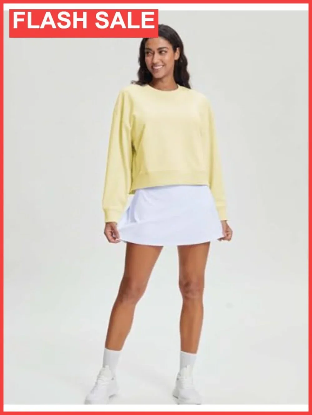 Stelle Women's Cropped Crewneck Sweatshirt Relaxed Fit Pullover Long Sleeve